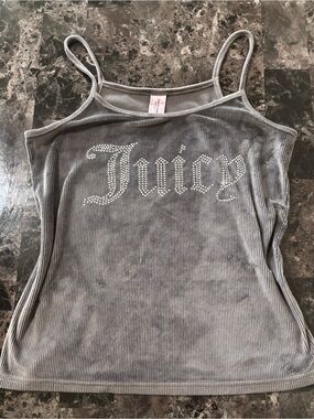 Juicy Couture Gray Rhinestone Logo Ribbed Cami